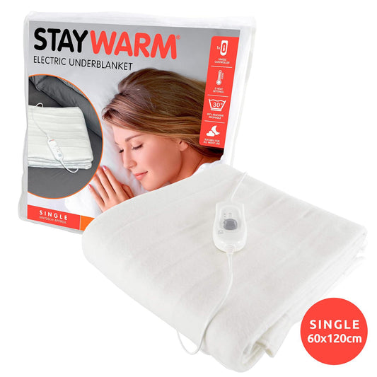 Electric Underblanket – Single Size, Dual Heat, Detachable Controller, Machine Washable