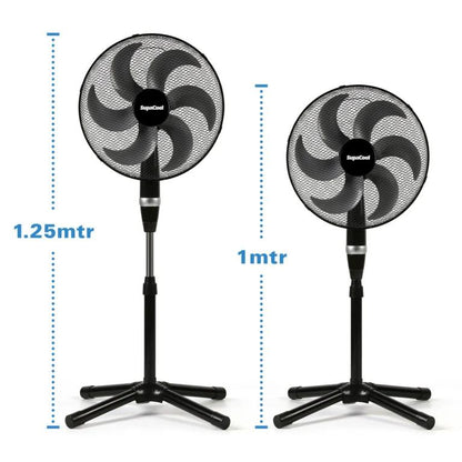 16” High Velocity Pedestal Fan – 3 Speeds, Adjustable Height, Black