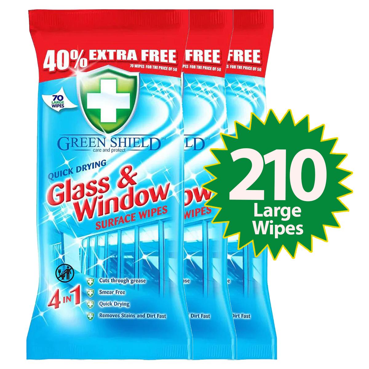 Quick Drying Glass & Window Wipes – 70 Pack, Streak-Free Surface Cleaning