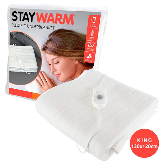 Electric Underblanket – King Size, Dual Heat, Detachable Controller, Machine Washable