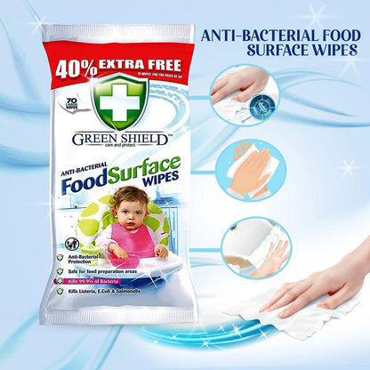 Food Surface Wipes – 70 Pack, Antibacterial & Kitchen Safe