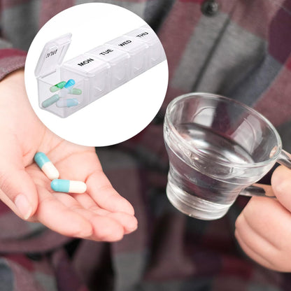 Large Weekly Pill Box Organiser – 7 Day, 28 Compartments, Transparent
