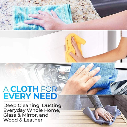 Coco & Gray Microfibre Cloth 30cm x 30cm 3 Pack, Lint-Free Cleaning Cloths, Multi-Purpose Reusable Towels, Absorbent Washable Rags