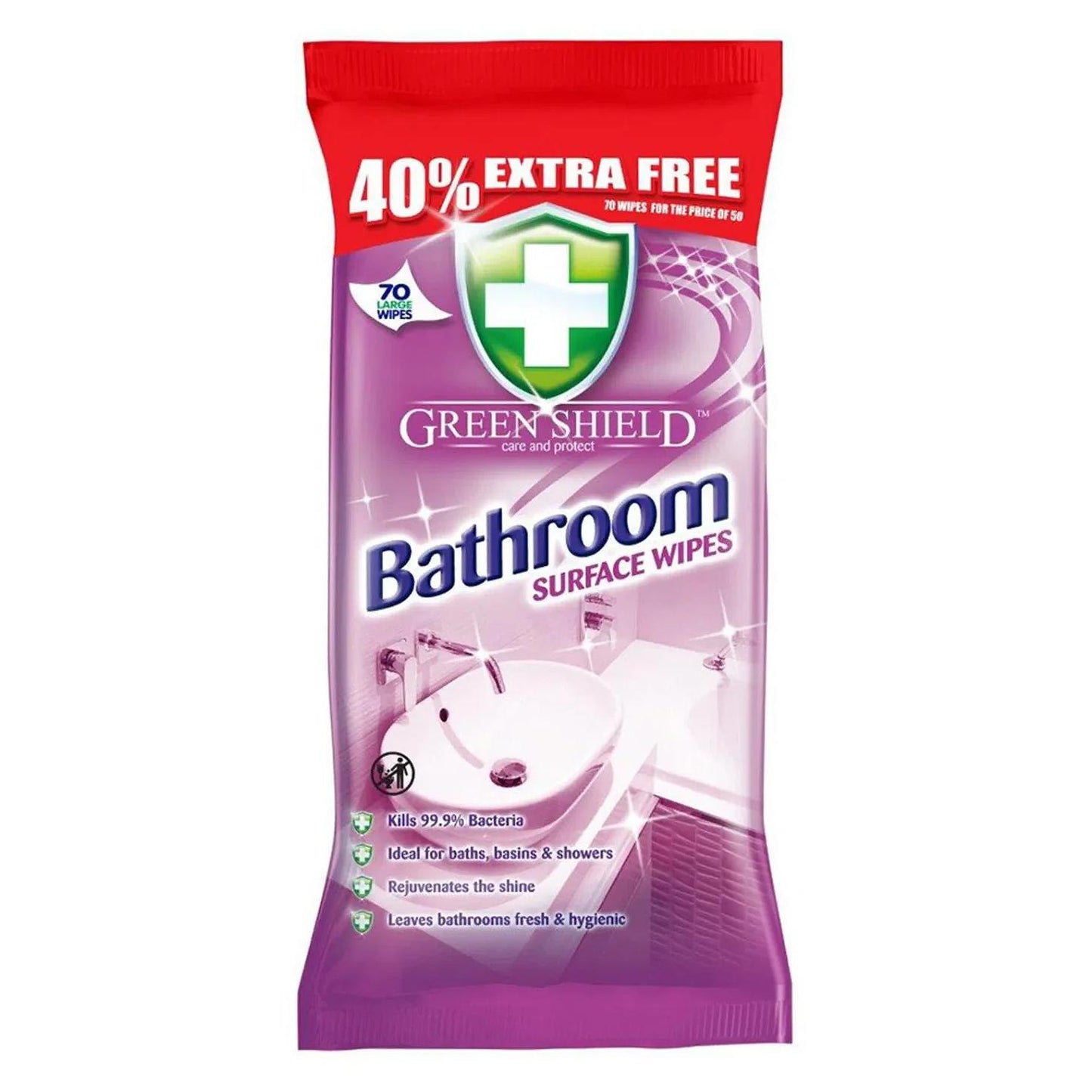 Bathroom Surface Wipes – 70 Pack, Antibacterial Toilet & Bathroom Cleaning