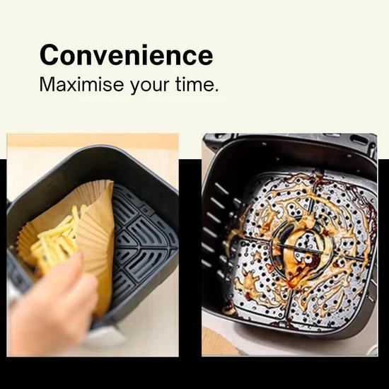 Air Fryer Disposable Liners – 50pcs Non-Stick Parchment Paper, Oil-Proof 7.9”