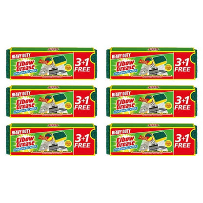 Elbow Grease Hand Grip Scourer 4pc pack for Effortless Kitchen and Utensil Cleaning, Wash Dishes, Sponge, Scourer, Safe for Non-Coated Cookware and Oven