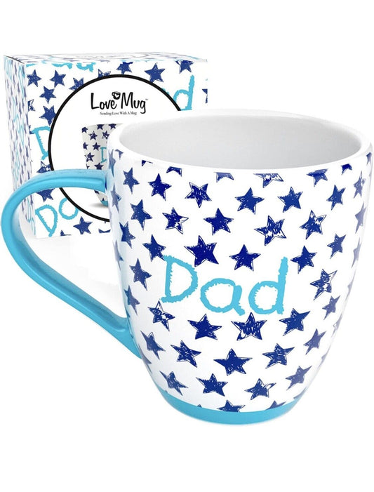 Dad Ceramic Coffee Mug – Blue Star Design with Gift Box