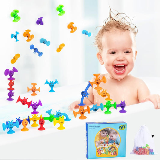 11-Piece Suction Cup Sensory Toy Set – STEM Silicone Fidget & Bath Play