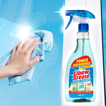 Elbow Grease Glass Cleaner with Vinegar - 500 ml for Streak-Free Cleaning of Windows and Mirrors - Household