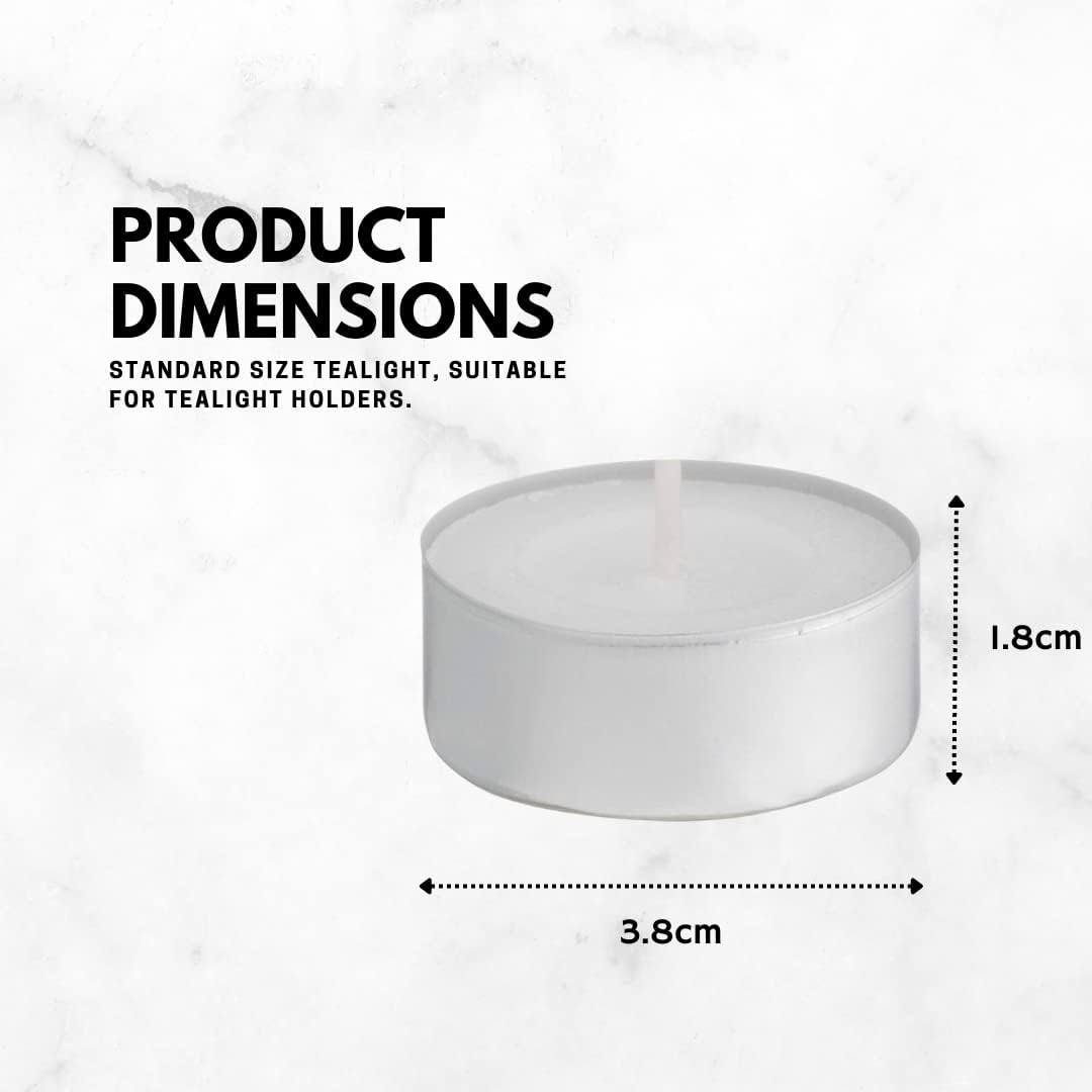 50 Tealight Candles – 4 Hour Burn, Smokeless, Long Lasting
