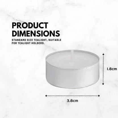 50 Tealight Candles – 4 Hour Burn, Smokeless, Long Lasting