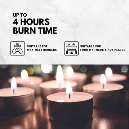 50 Tealight Candles – 4 Hour Burn, Smokeless, Long Lasting