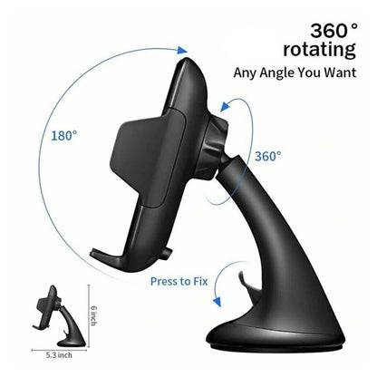 Car Window Mount Phone Holder – 360° Rotation, Magnetic Grip, Cable Clip