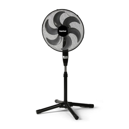 16” High Velocity Pedestal Fan – 3 Speeds, Adjustable Height, Black