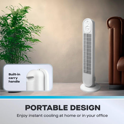 30” Slimline Oscillating Tower Fan – 3 Speed Settings, Quiet & Space-Saving Design