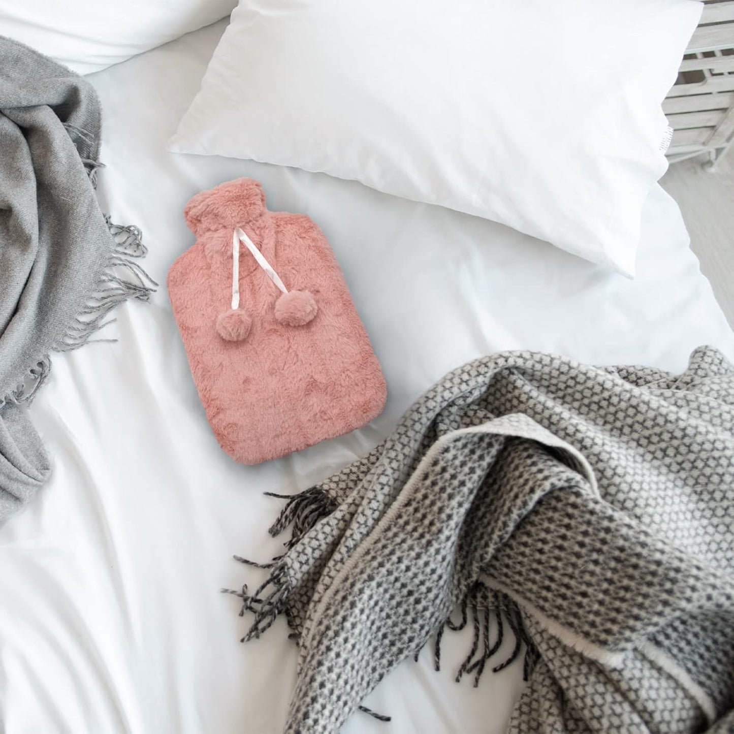 2L Fluffy Plush Hot Water Bottle – Ultra-Soft Cover
