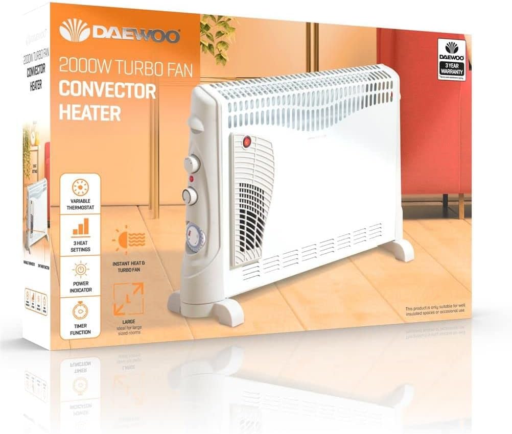 2000W Convector Heater with Turbo Function – White