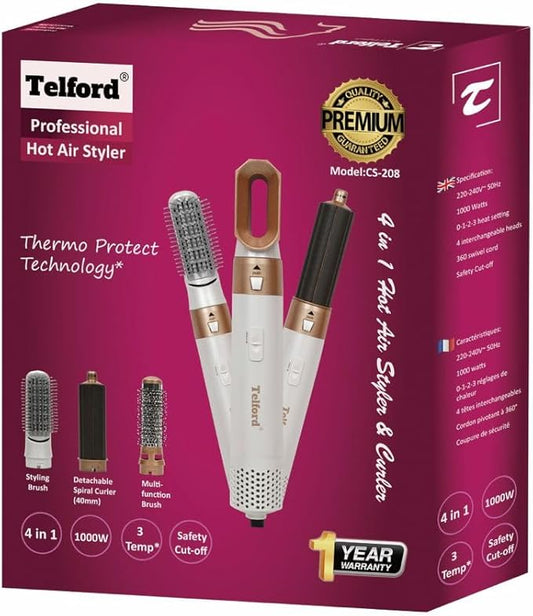 4-in-1 Hot Air Styler – Dryer, Curler, Volumiser & Straightener