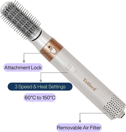 4-in-1 Hot Air Styler – Dryer, Curler, Volumiser & Straightener