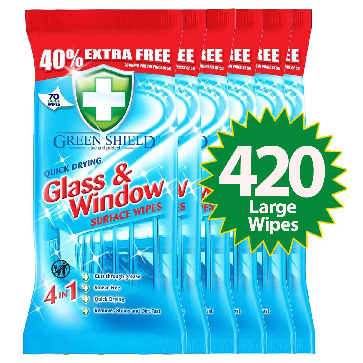Quick Drying Glass & Window Wipes – 70 Pack, Streak-Free Surface Cleaning