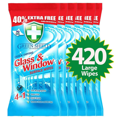 Quick Drying Glass & Window Wipes – 70 Pack, Streak-Free Surface Cleaning