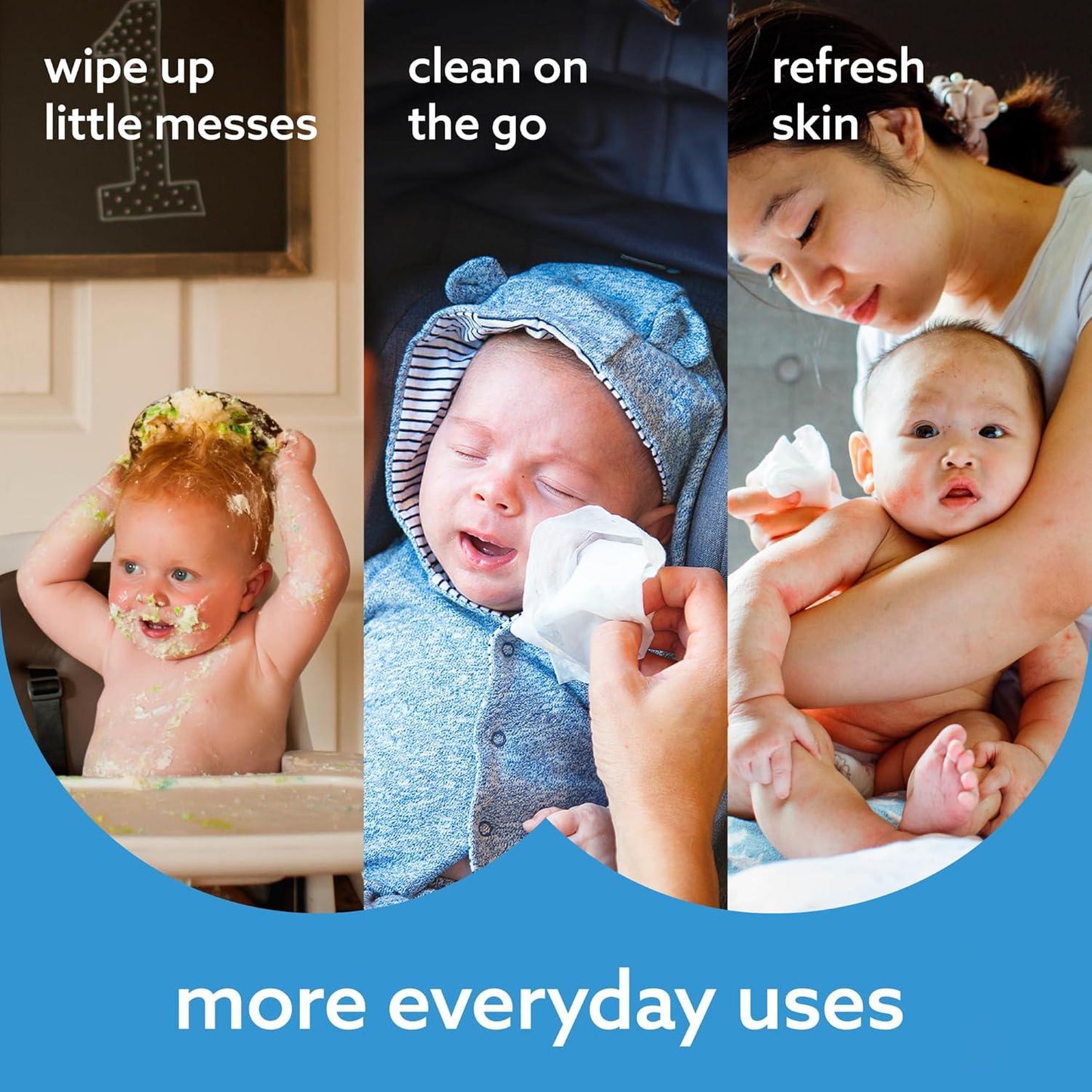 Baby Wipes Fragrance Free – 72 Pack with Aloe Vera & Chamomile