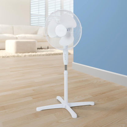 16” Portable Oscillating Pedestal Fan – 3 Speed Adjustable Cooling, White