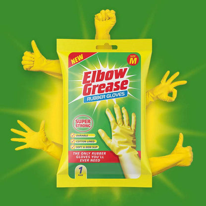 Rubber Gloves Cotton Lined – Extra Strong, Non-Slip, Medium/Large, 1 Pair