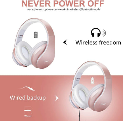 Foldable Bluetooth Headphones – Wireless & Wired, 15-Hour Playtime