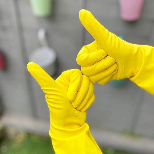 Rubber Gloves Cotton Lined – Extra Strong, Non-Slip, Medium/Large, 1 Pair