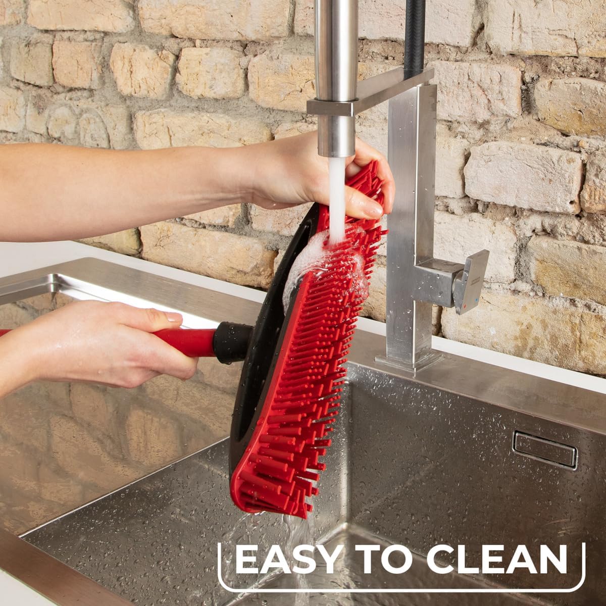 Pet Hair Removal Broom – Soft Rubber Bristles, Easy to Wash, Includes 3 Handles