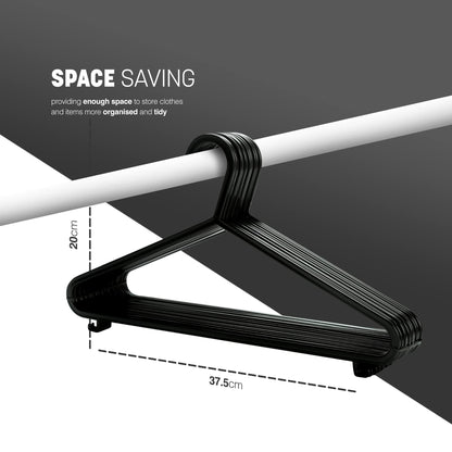 Coco & Gray 4pc Black Plastic Clothes Hangers – Strong, Lightweight & Space-Saving