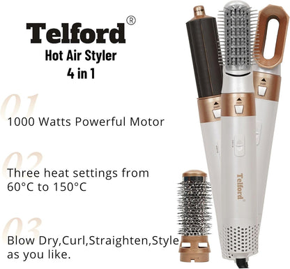 4-in-1 Hot Air Styler – Dryer, Curler, Volumiser & Straightener