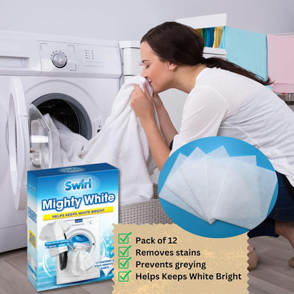 Mighty White Laundry Sheets – 12-Pack Whitening & Stain Removal
