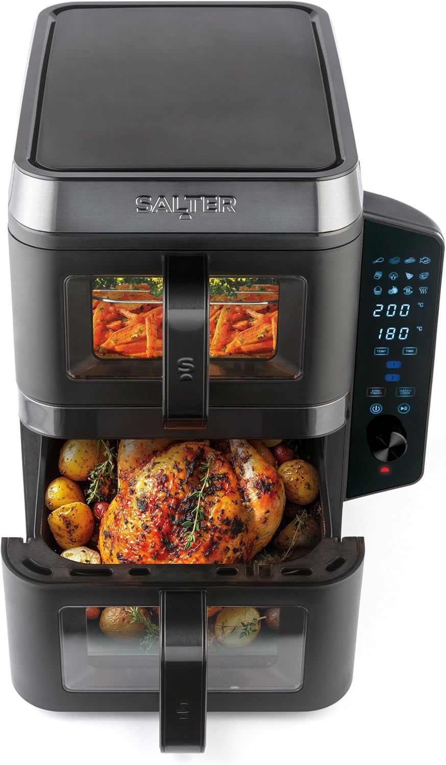 9L Dual Drawer Stackable Air Fryer – XL Capacity, 12 Functions, Space-Saving Design