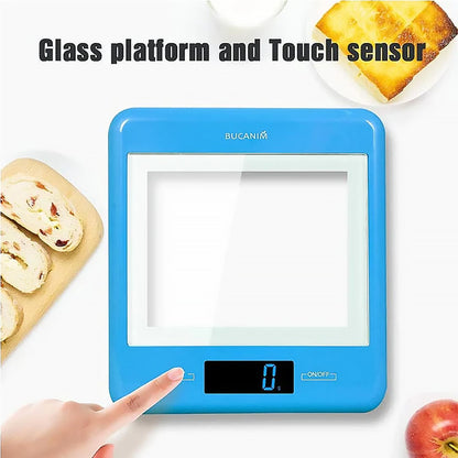 5kg Digital Kitchen Scale – Tempered Glass, LED Display, Stand-Up Design