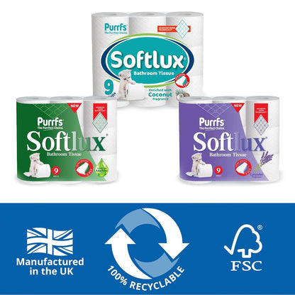Purrfs Softlux White Toilet Paper 45 Rolls Pack of 5 x 9 Rolls 3 Ply Luxury Premium Quality Perfect Clean Soft Thick Toilet Papers for Kids Adults Wipes 45 Rolls disposable bathroom toilet paper & wipes