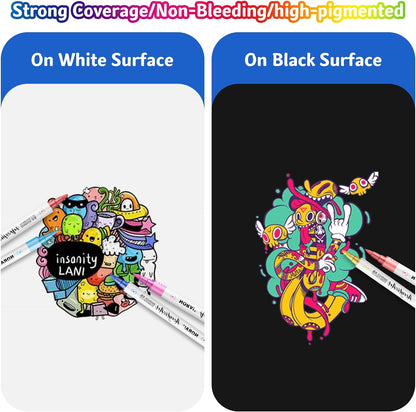 24 Colour Water Based Ink Acrylic Paint Brush Pens Set for Painting Crafts Sketching Ideal for Artists Beginners Adults Kids Gift Ready Colouring