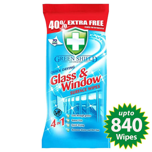 Quick Drying Glass & Window Wipes – 70 Pack, Streak-Free Surface Cleaning