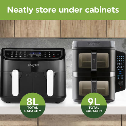 9L Dual Drawer Stackable Air Fryer – XL Capacity, 12 Functions, Space-Saving Design