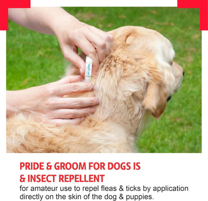Pride & Groom Dog Flea Tick Repellent Spot On, Natural Protection, Pet-Safe Formula, Quick Application