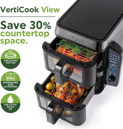 9L Dual Drawer Stackable Air Fryer – XL Capacity, 12 Functions, Space-Saving Design
