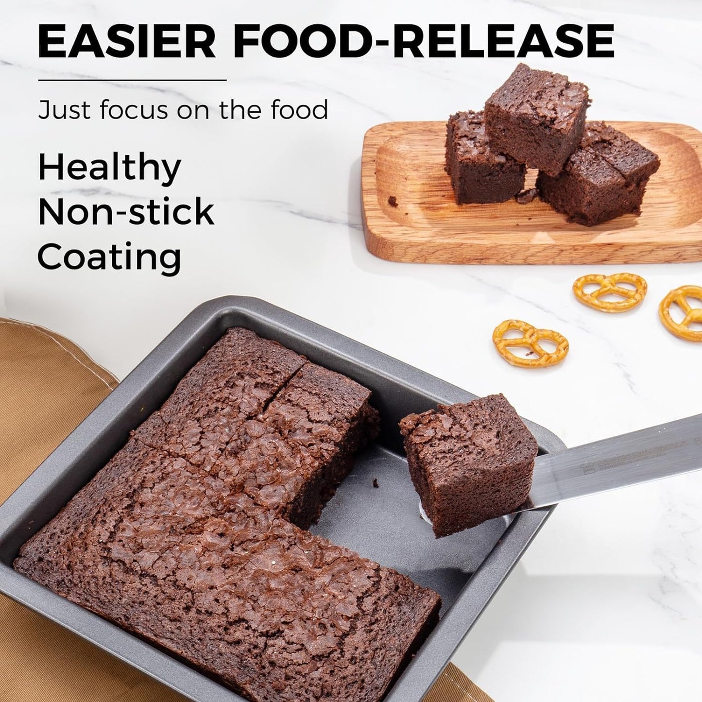 Square Baking Tin 20 × 20 × 4.5 cm – Non-Stick Carbon Steel