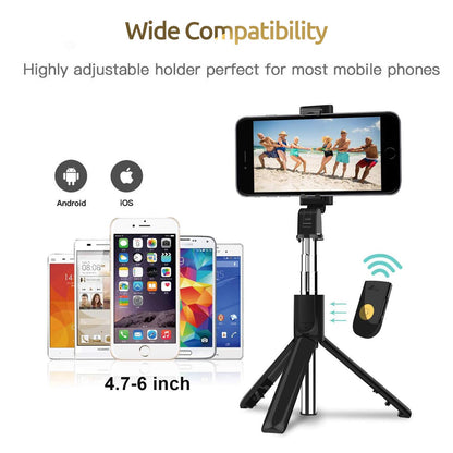 3-in-1 Professional Selfie Stick, Tripod & Wireless Remote – All-in-One Photography Accessory for Smartphones