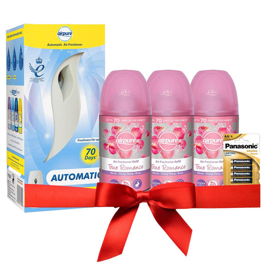 AirPure Automatic Air Freshener Kit with 3 Refills, Machine, Extra Battery, Vegan Friendly- Household Appliance