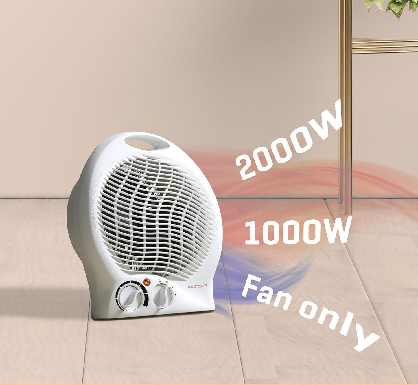 2000W Upright Fan Heater – 2 Heat Settings, Cool Fan Mode & Thermostat