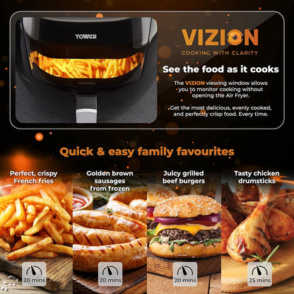 Tower Vizion 7L Digital Air Fryer, Large Capacity, Cooking View, Fast Cooking