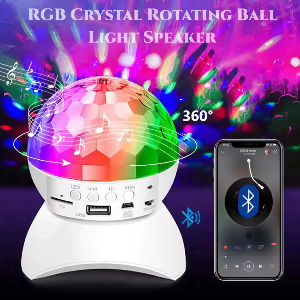 Portable Bluetooth Speaker with RGB Lights & 360° Crystal Ball Effect