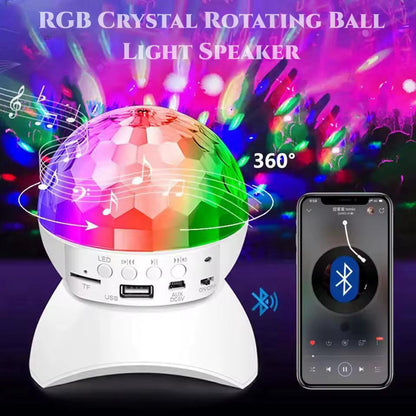 Portable Bluetooth Speaker with RGB Lights & 360° Crystal Ball Effect