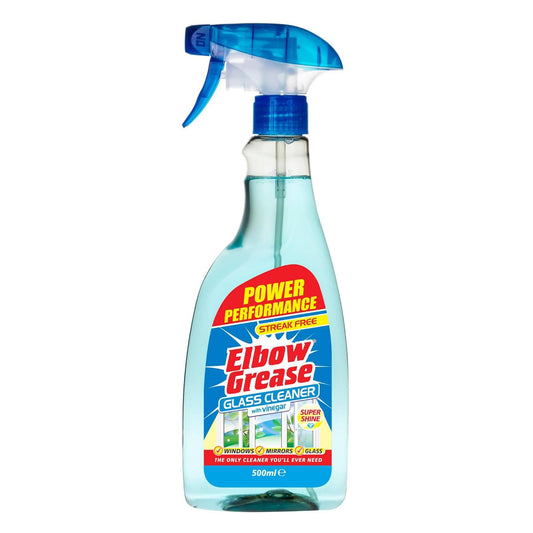 Elbow Grease Glass Cleaner with Vinegar - 500 ml for Streak-Free Cleaning of Windows and Mirrors - Household